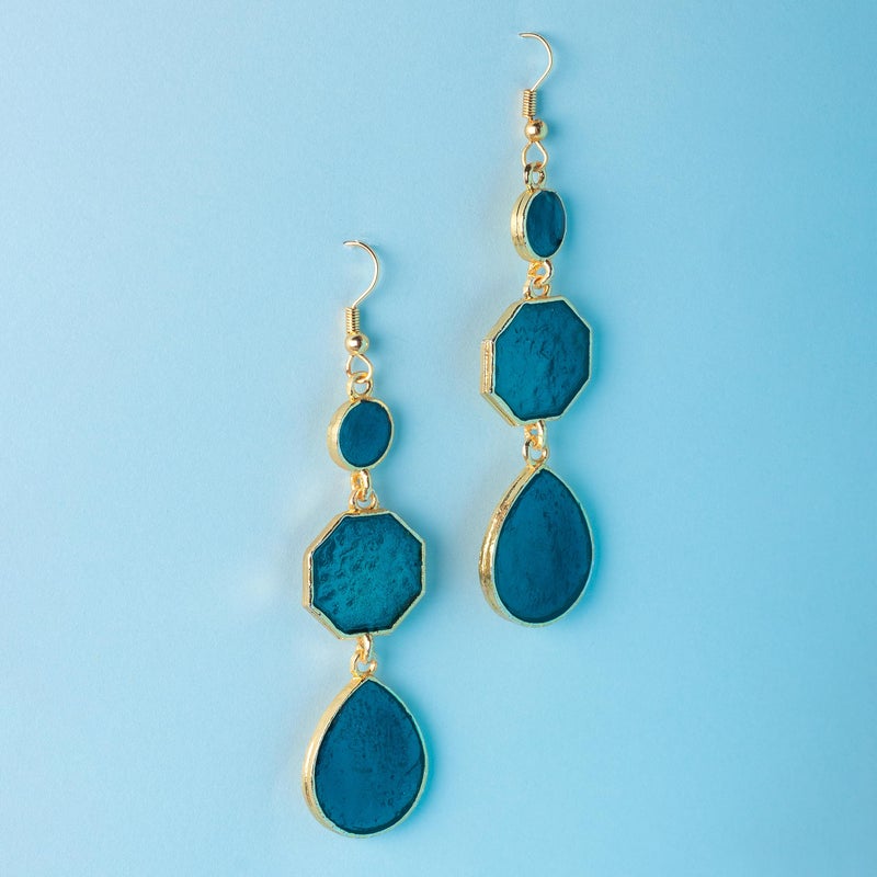 Moonstruck Peacock Blue Enamel Dangle Drop Earrings for Women â€“ Gold-Plated Alloy, 6.5cm Length, Lightweight Ethnic & Western Wear Accessory - Image 5